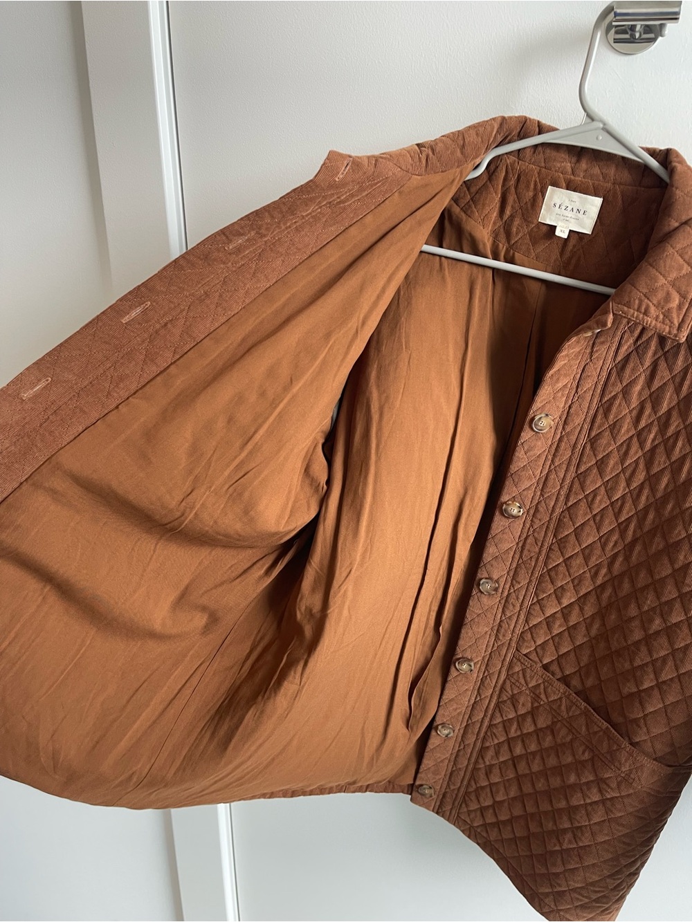 Sezane Quilted Brown Women's Jacket - Picture 5 of 6